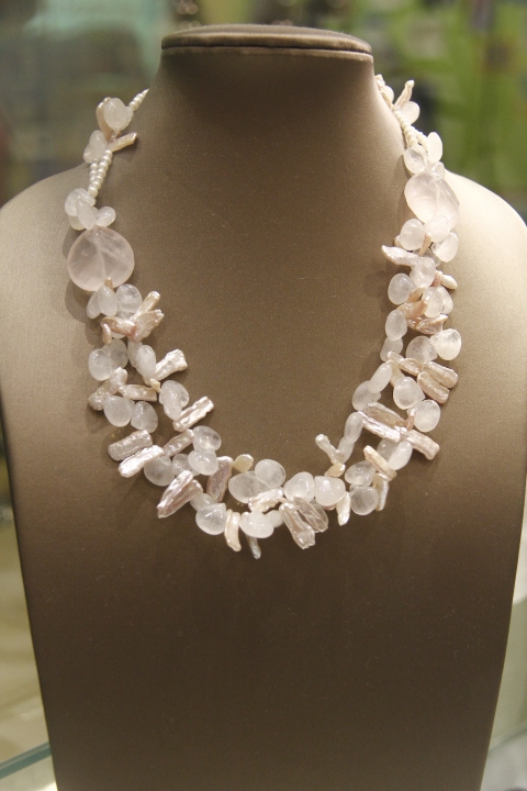 Rose Quartz and Pearl Necklace Collection3